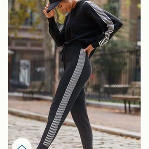DAILY PRACTICE by Anthropologie Striped Jogger Knit Hoodie 2-Piece Lounge Set